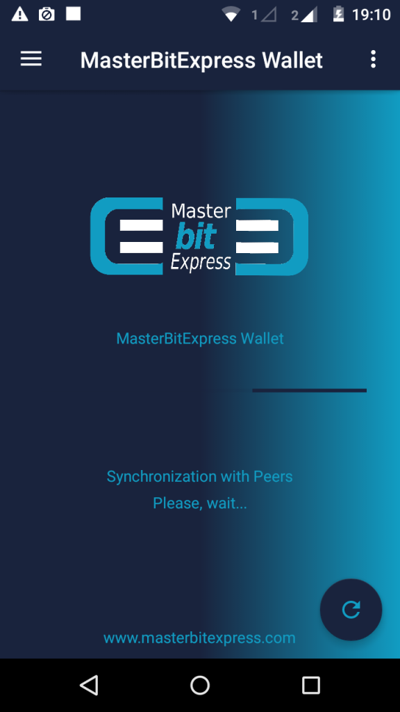 Initial Synchronization of MasterBitExpress Bitcoin Wallet with the Peers is essential for sending and receiving Bitcoins