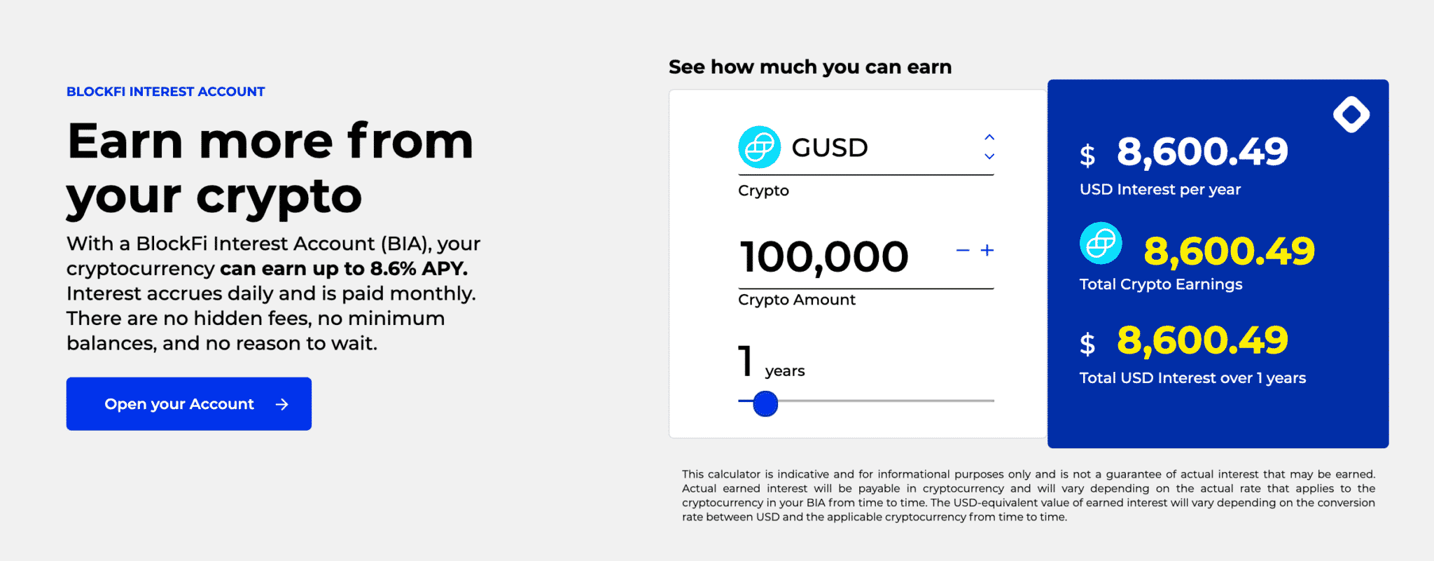 BlockFi stablecoin interest account