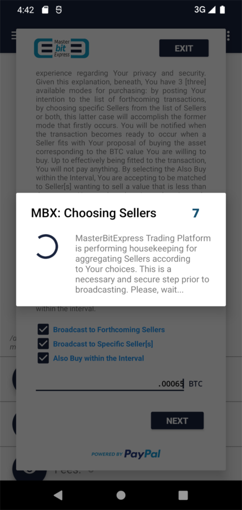MasterBitExpress Trading Platform - Performing housekeeping for aggregation of Sellers regarding the Buyer offer